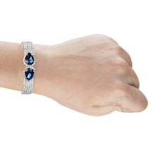 Load image into Gallery viewer, Beautiful silver bracelets encrusted with CZ stones and deep blue saphire stones