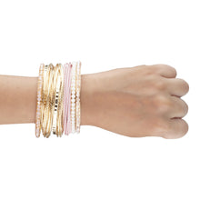 Load image into Gallery viewer, Bunch of exquisite gold and pink bangles with crystal beads