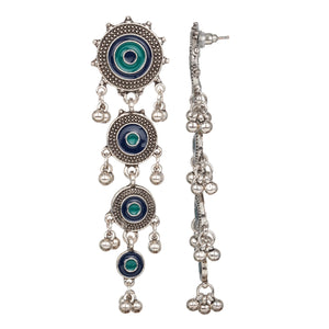 LONG 4 LAYERED BLUE FUSION EARRING