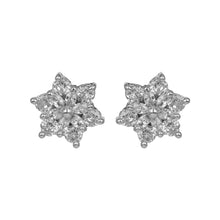 Load image into Gallery viewer, Gorgeous Silver Flower Earrings With American Diamond