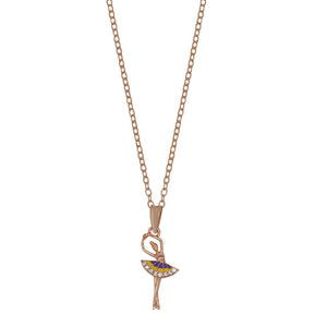 Cute Yellow And Blue With Rose Gold Chain Dancing Ballerina Pendant