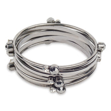 Load image into Gallery viewer, Bunch of unique silver bangles with pretty  CZ stones