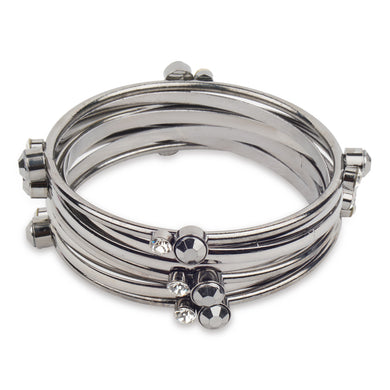 Bunch of unique silver bangles with pretty  CZ stones