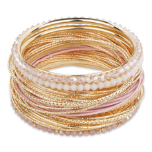 Load image into Gallery viewer, Bunch of exquisite gold and pink bangles with crystal beads