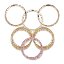Load image into Gallery viewer, Bunch of exquisite gold and pink bangles with crystal beads