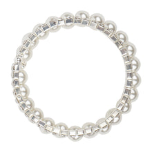 Load image into Gallery viewer, Beautiful silver spiral bracelets lines with CZ stones and pearls