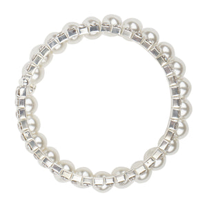 Beautiful silver spiral bracelets lines with CZ stones and pearls