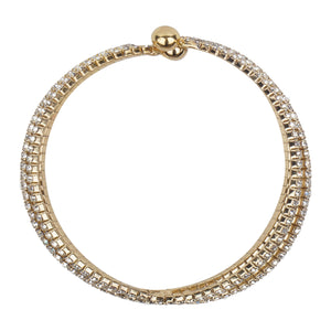 X-shaped gold bracelet encrusted with CZ stones