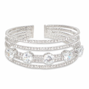 Classy silver bracelet encrusted with CZ stones