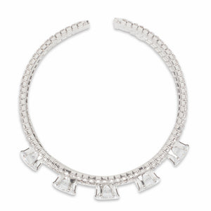 Classy silver bracelet encrusted with CZ stones