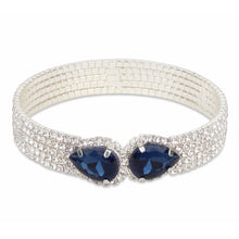 Load image into Gallery viewer, Beautiful silver bracelets encrusted with CZ stones and deep blue saphire stones
