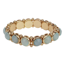 Load image into Gallery viewer, Chunky gold bracelet studded with big blue stones