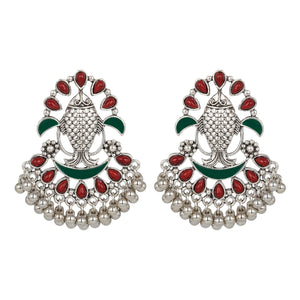 Silver Earing | Multicolor | Minakari | Chand Ballies | Ghungroo | Green