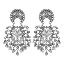 Load image into Gallery viewer, Silver long Earings | Ethnic | Minakari | Ghungroo