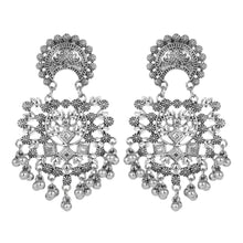 Load image into Gallery viewer, Silver long Earings | Ethnic | Minakari | Ghungroo