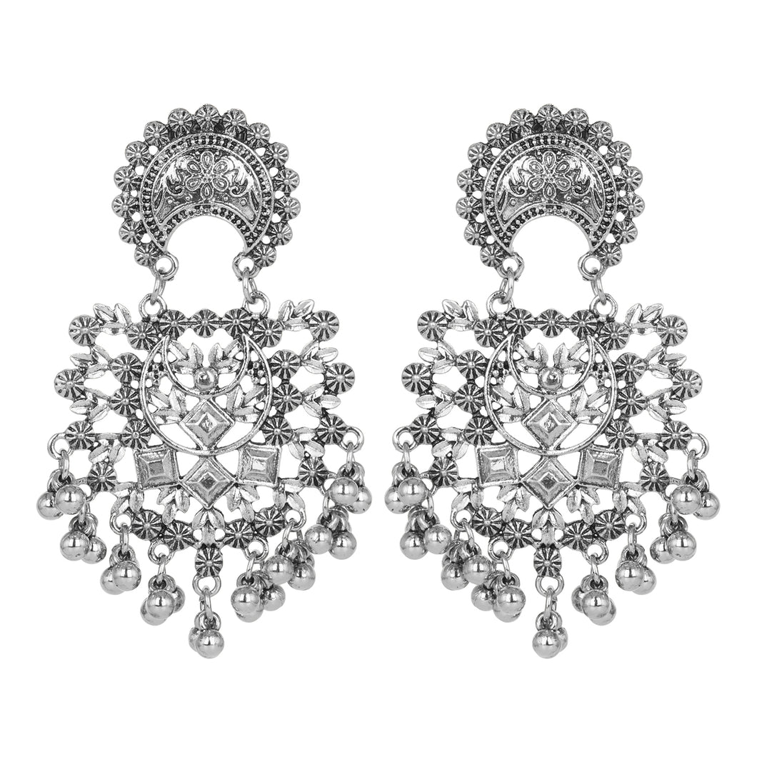 Silver long Earings | Ethnic | Minakari | Ghungroo