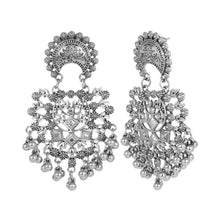 Load image into Gallery viewer, Silver long Earings | Ethnic | Minakari | Ghungroo