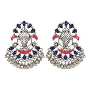 Silver Earing | Multicolor | Minakari | Chand Ballies | Ghungroo | Green