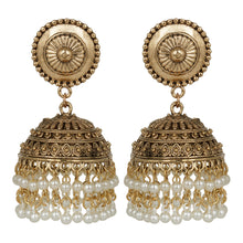Load image into Gallery viewer, Golden Earings | Pearls | Jhumka | White