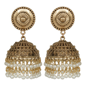 Golden Earings | Pearls | Jhumka | White