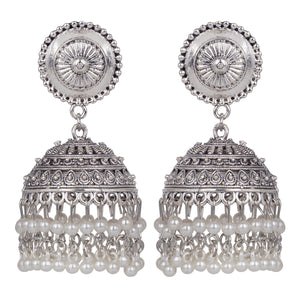 Silver Earings | Pearls | Jhumka | White