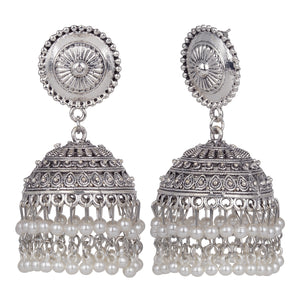 Silver Earings | Pearls | Jhumka | White