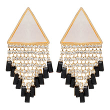 Load image into Gallery viewer, Golden Long Earings | CZ Stones | Danglers | White