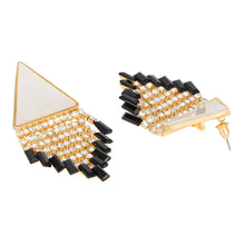 Load image into Gallery viewer, Golden Long Earings | CZ Stones | Danglers | White