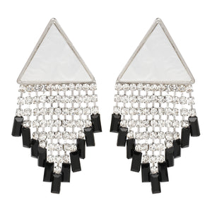 Silver Long Earings | CZ Stones | Danglers | White