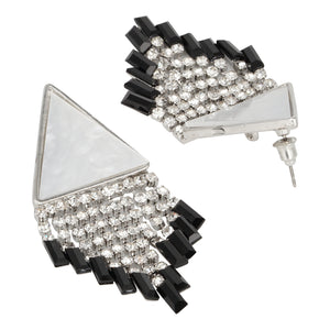 Silver Long Earings | CZ Stones | Danglers | White