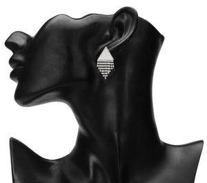 Silver Long Earings | CZ Stones | Danglers | White