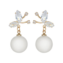 Load image into Gallery viewer, Gold Earings | Bead | White | CZ Stones