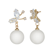 Load image into Gallery viewer, Gold Earings | Bead | White | CZ Stones
