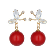 Load image into Gallery viewer, Gold Earings | Bead | Red | CZ Stones