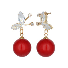 Load image into Gallery viewer, Gold Earings | Bead | Red | CZ Stones