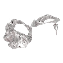 Load image into Gallery viewer, Silver Earing| Hoops Look | Hammered |Studs