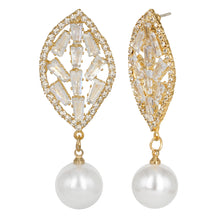 Load image into Gallery viewer, Golden Long Earing | CZ Stones | Pearl | Danglers