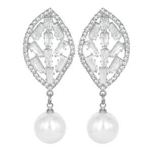 Silver Long Earing | CZ Stones | Pearl | Danglers