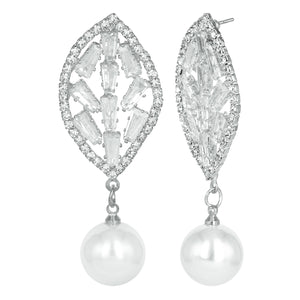 Silver Long Earing | CZ Stones | Pearl | Danglers