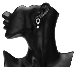 Silver Long Earing | CZ Stones | Pearl | Danglers
