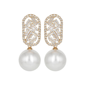 Silver Long Earing| CZ Stones | Chandelier
