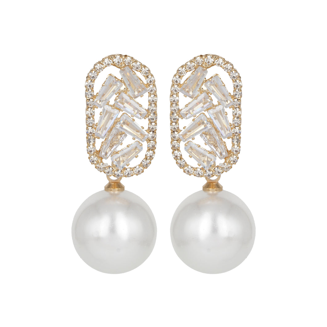 Silver Long Earing| CZ Stones | Chandelier