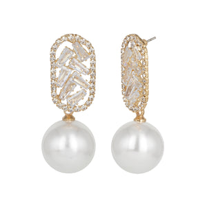 Silver Long Earing| CZ Stones | Chandelier