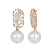 Load image into Gallery viewer, Gold Earings | CZ Stones | Pearl | Danglers