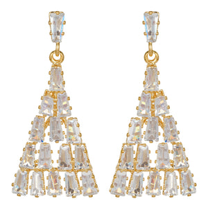 Golden Long Earing| CZ Stones | Chandelier