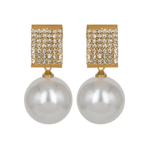 Golden Long Earings | CZ Stones | Pearl | Danglers