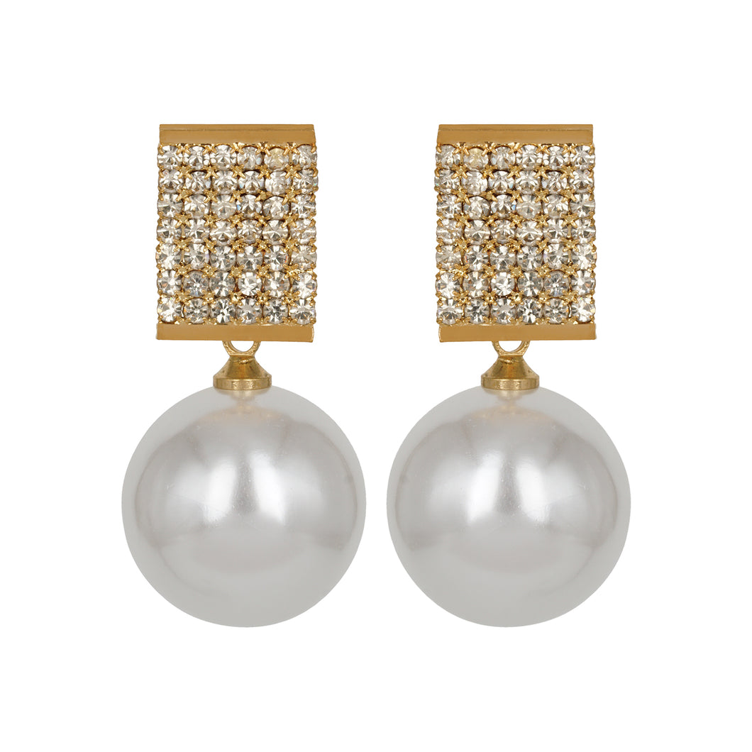 Golden Long Earings | CZ Stones | Pearl | Danglers