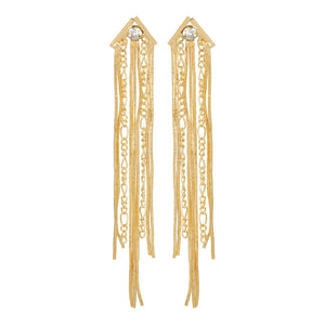 Golden Long Earing | Chains | CZ Stone Chain
