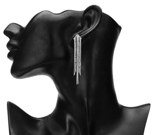 Silver Long Earing | Chains | CZ Stone Chain