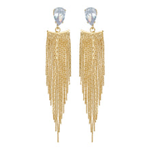 Load image into Gallery viewer, Golden Long Earings | Chains | Tear Drop | CZ Stone | Victorian